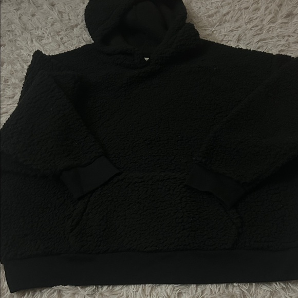 PINK Cozy Black Sherpa Hoodie - Picture 1 of 4